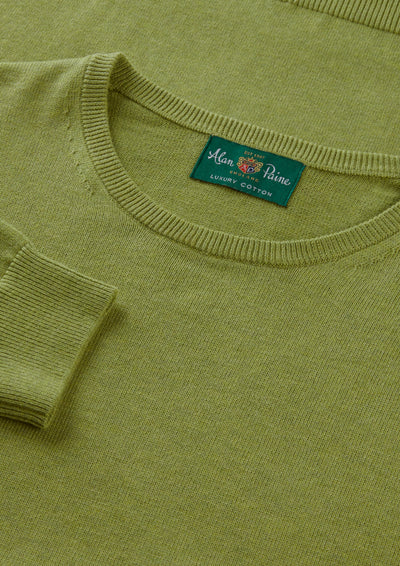 Men's Cotton Cashmere Crew Neck Jumper in Green