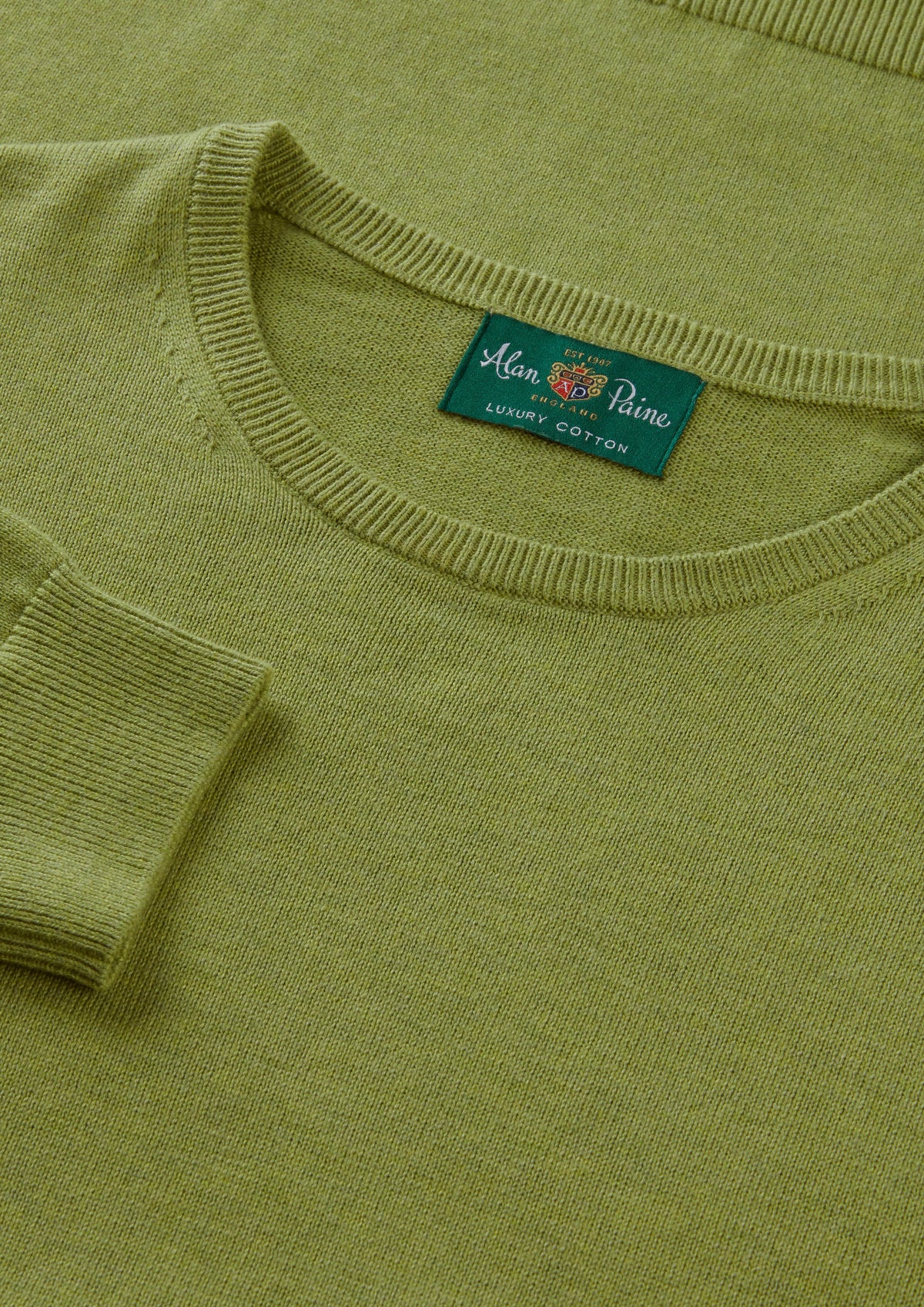 Men's Cotton Cashmere Crew Neck Jumper in Green