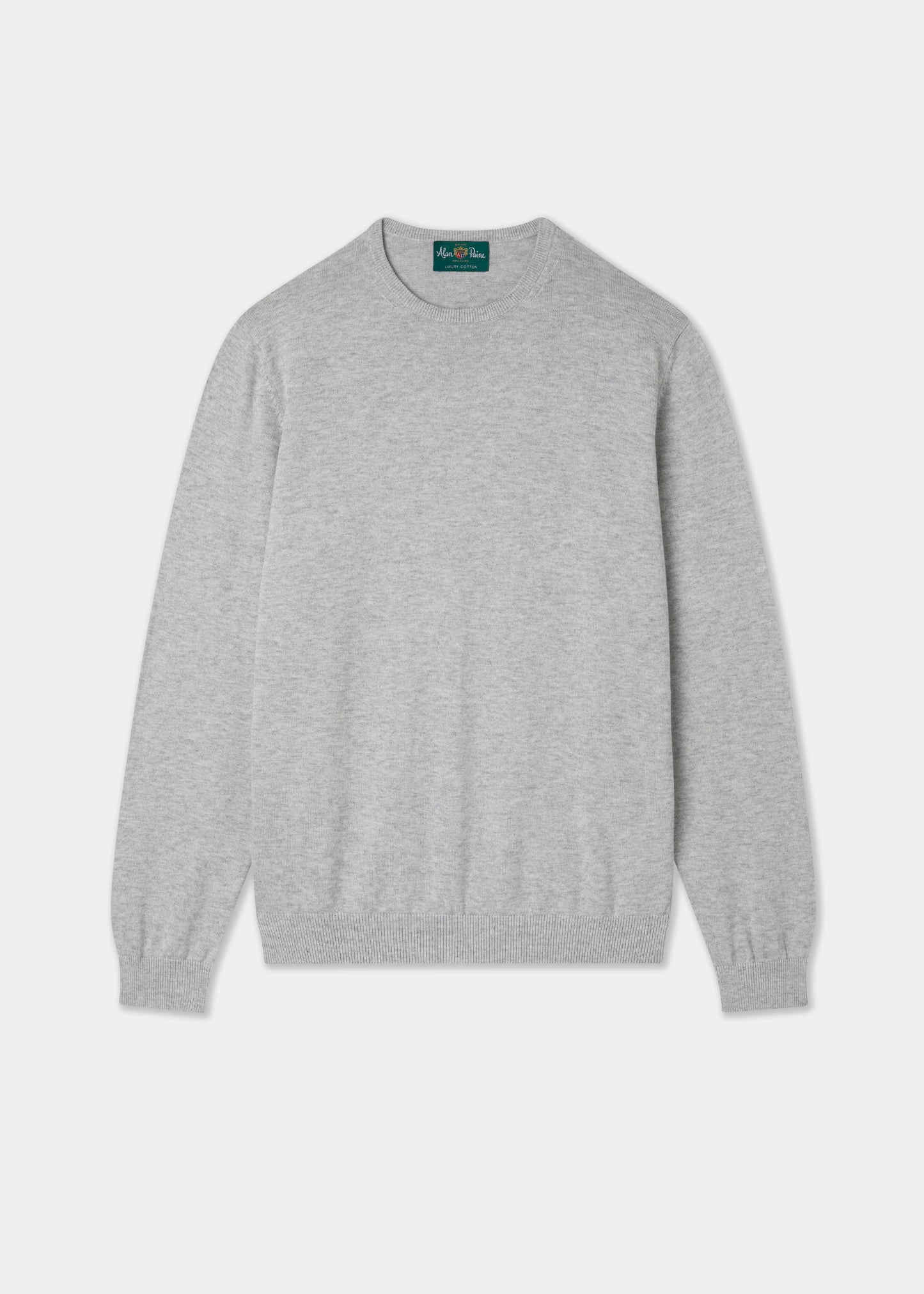 Men's Cotton Cashmere Crew Neck Jumper in Light Grey