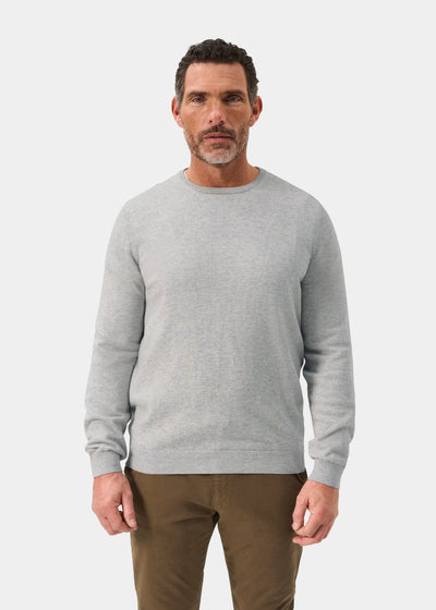 Men's Cotton Cashmere Crew Neck Jumper in Light Grey