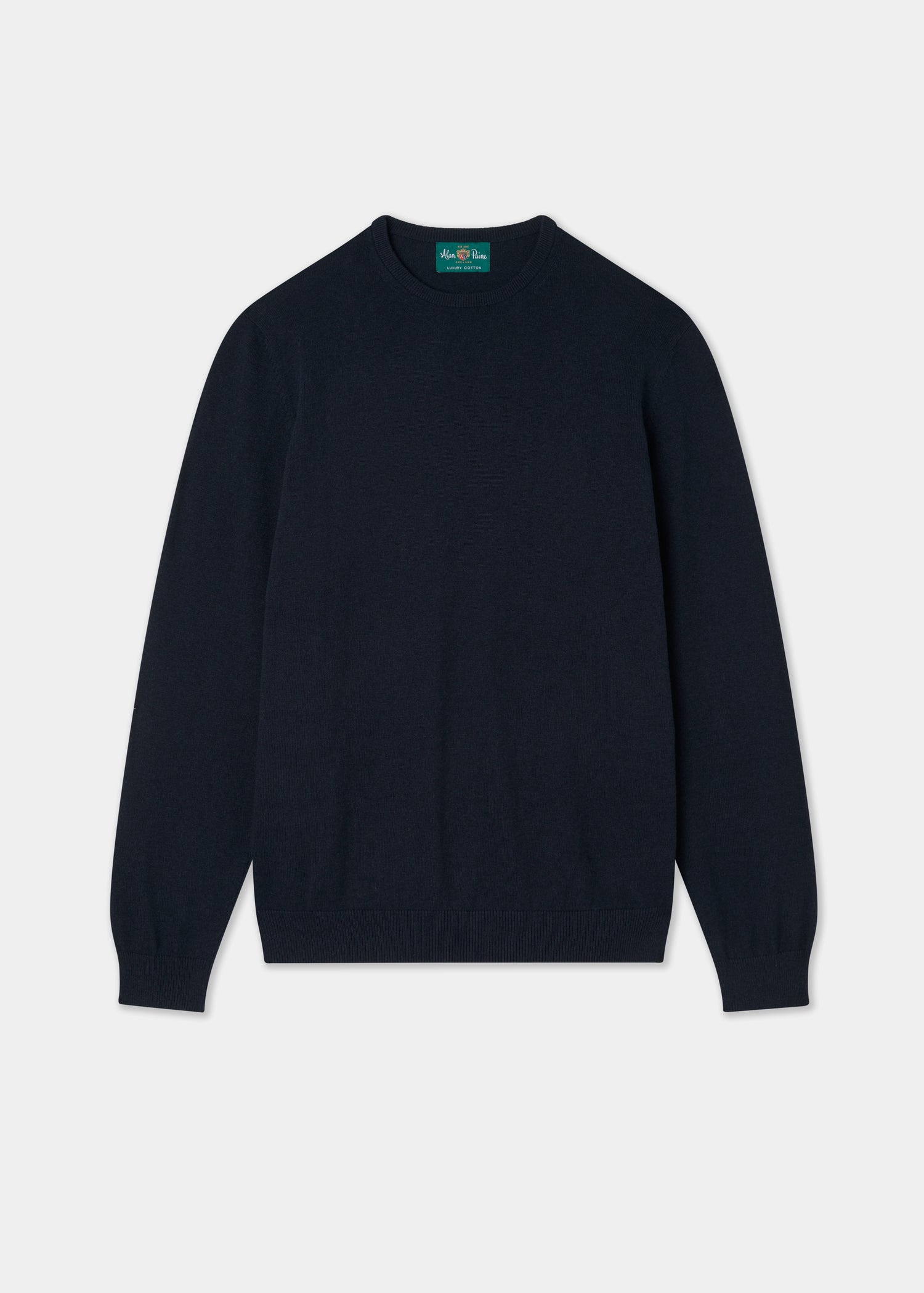 Men's Cotton Cashmere Crew Neck Jumper in Navy