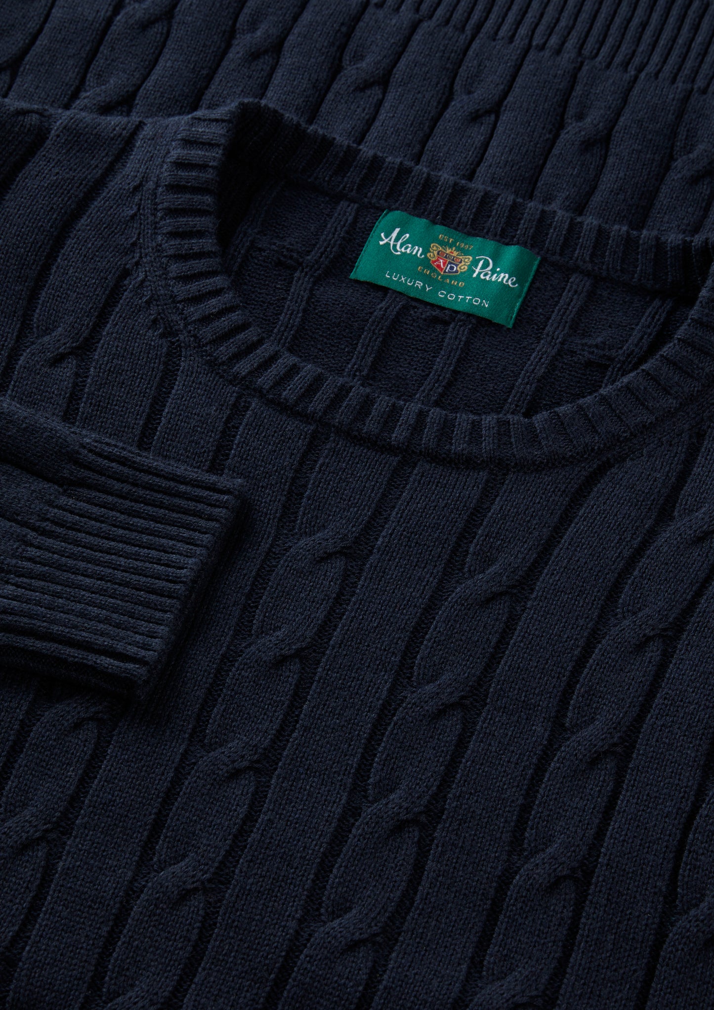 Men's Cotton Cashmere Crew Neck Jumper in Dark Navy