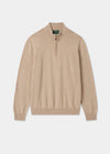 Mens Cotton Cashmere Quarter Zip Jumper in Beige