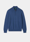 Mens Cotton Cashmere Quarter Zip Jumper in Indigo