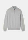 Men's Cotton Cashmere Quarter Zip Jumper in Light Grey
