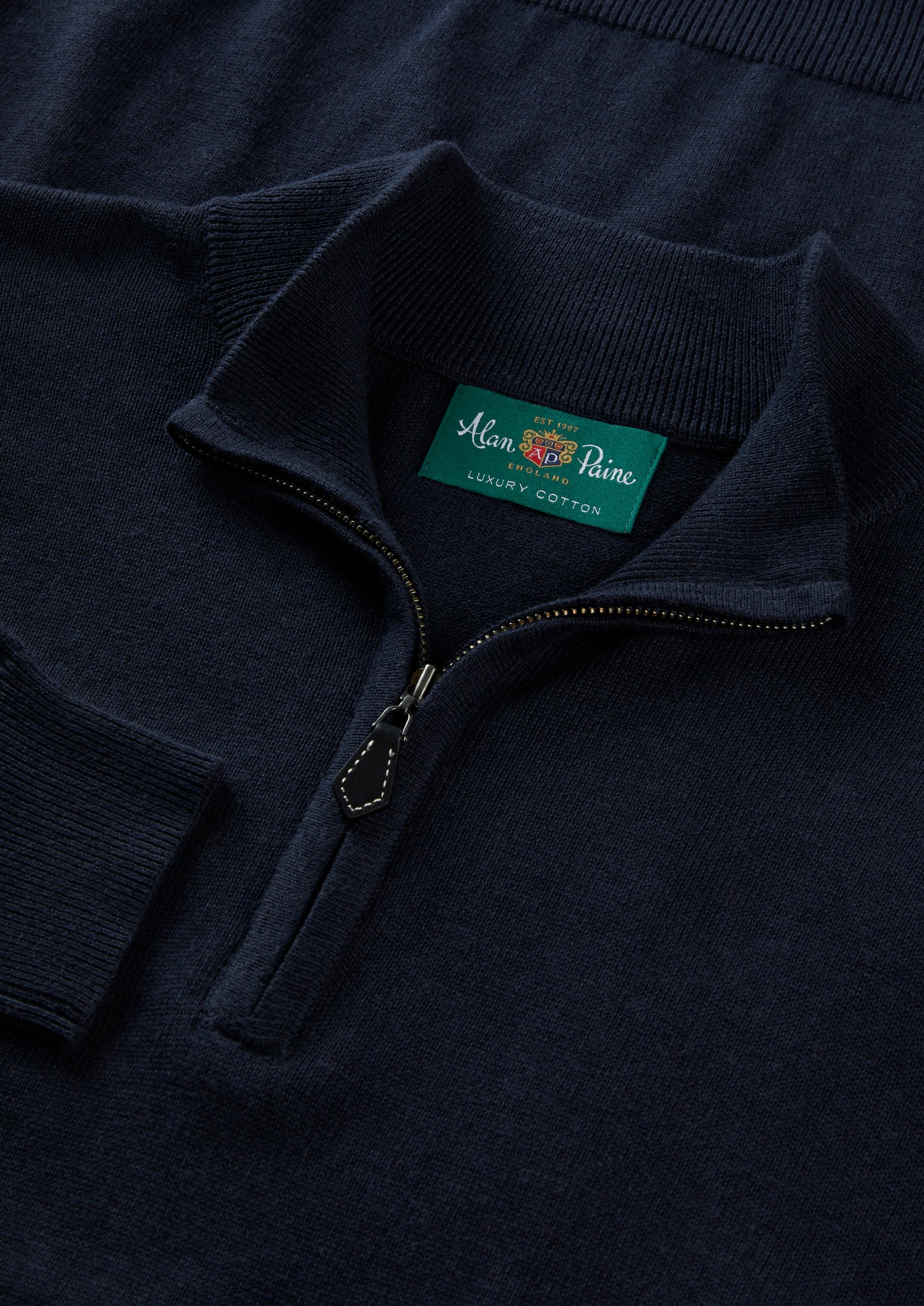 Men's Cotton Cashmere Quarter Zip Jumper in Navy