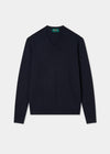 Men's Cotton Cashmere Vee Neck Jumper in Navy