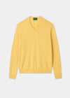 Men's Cotton Cashmere Vee Neck Jumper in Yellow