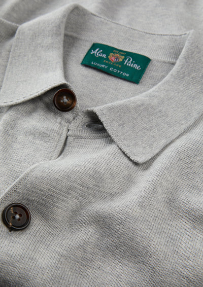 Men's Cotton Cashmere Collared Shirt in Light Grey