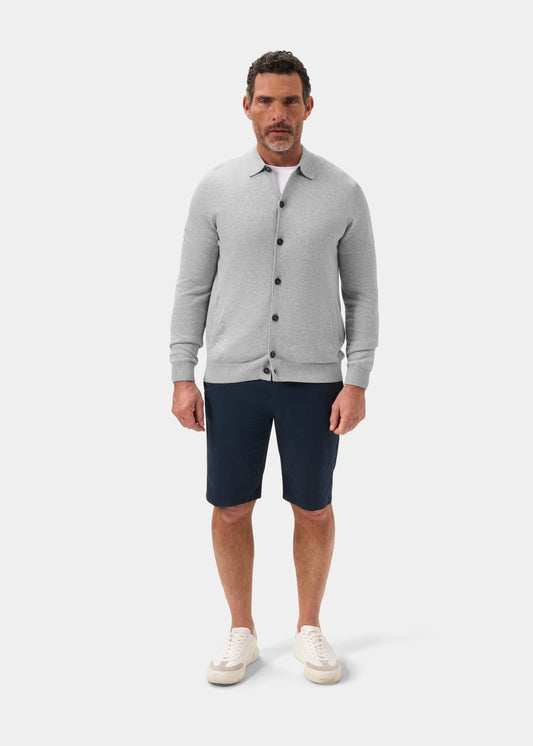 Men's Cotton Cashmere Collared Shirt in Light Grey