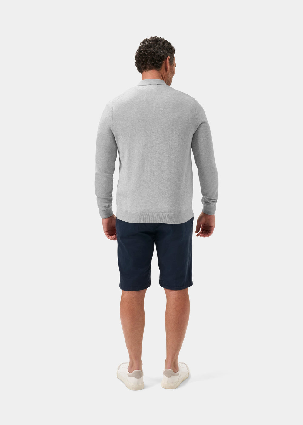 Men's Cotton Cashmere Collared Shirt in Light Grey