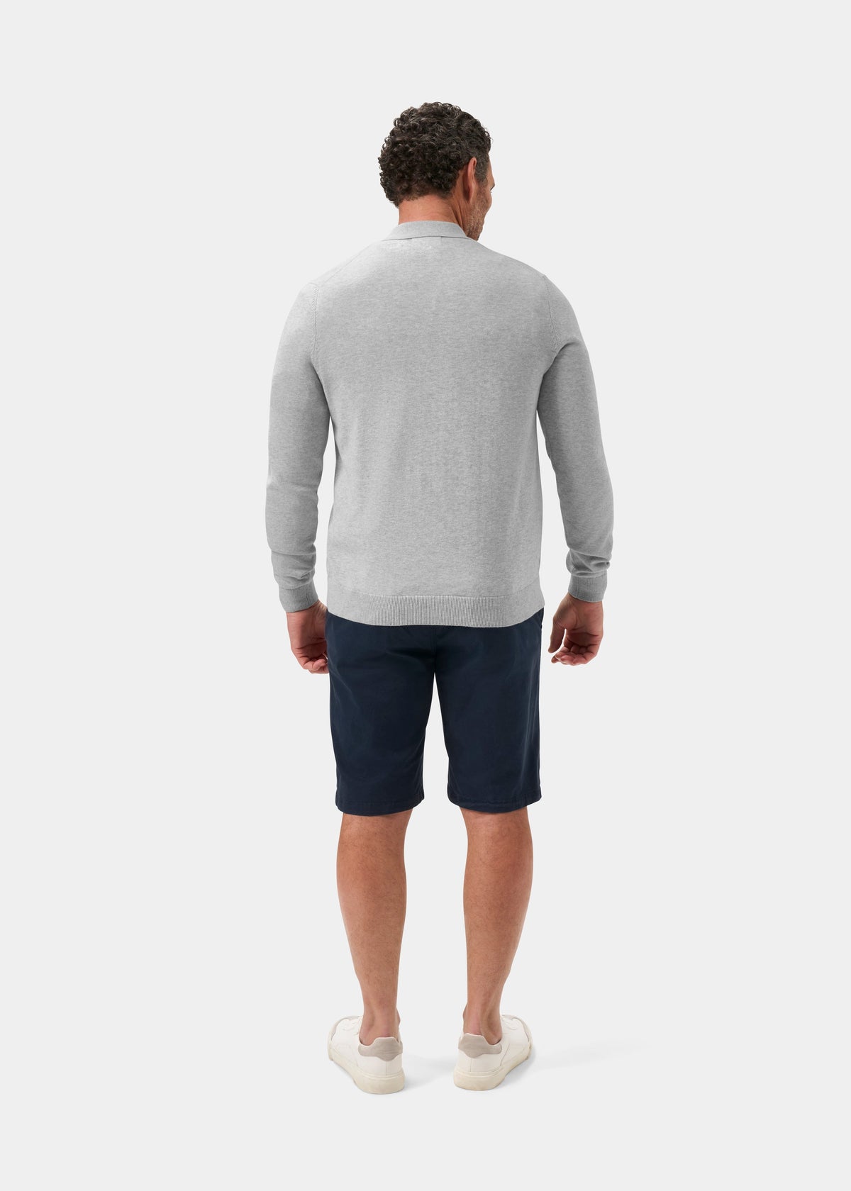 Men's Cotton Cashmere Collared Shirt in Light Grey