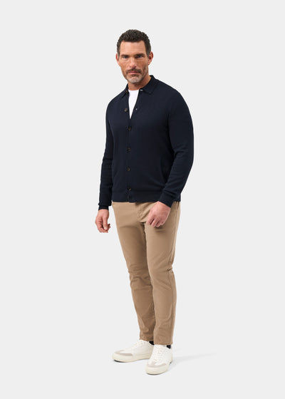 Men's Cotton Cashmere Collared Shirt in Navy