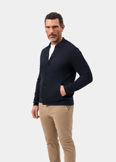 Men's Cotton Cashmere Collared Shirt in Navy