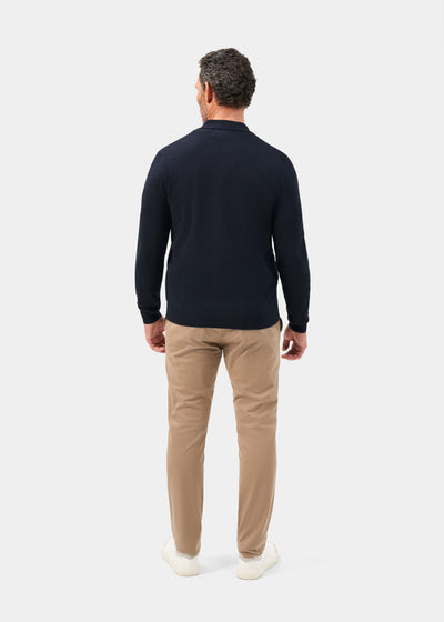 Men's Cotton Cashmere Collared Shirt in Navy