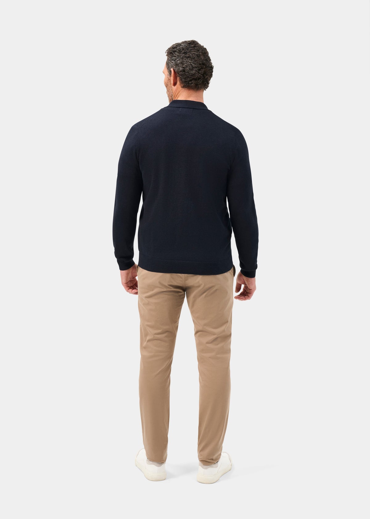 Men's Cotton Cashmere Collared Shirt in Navy