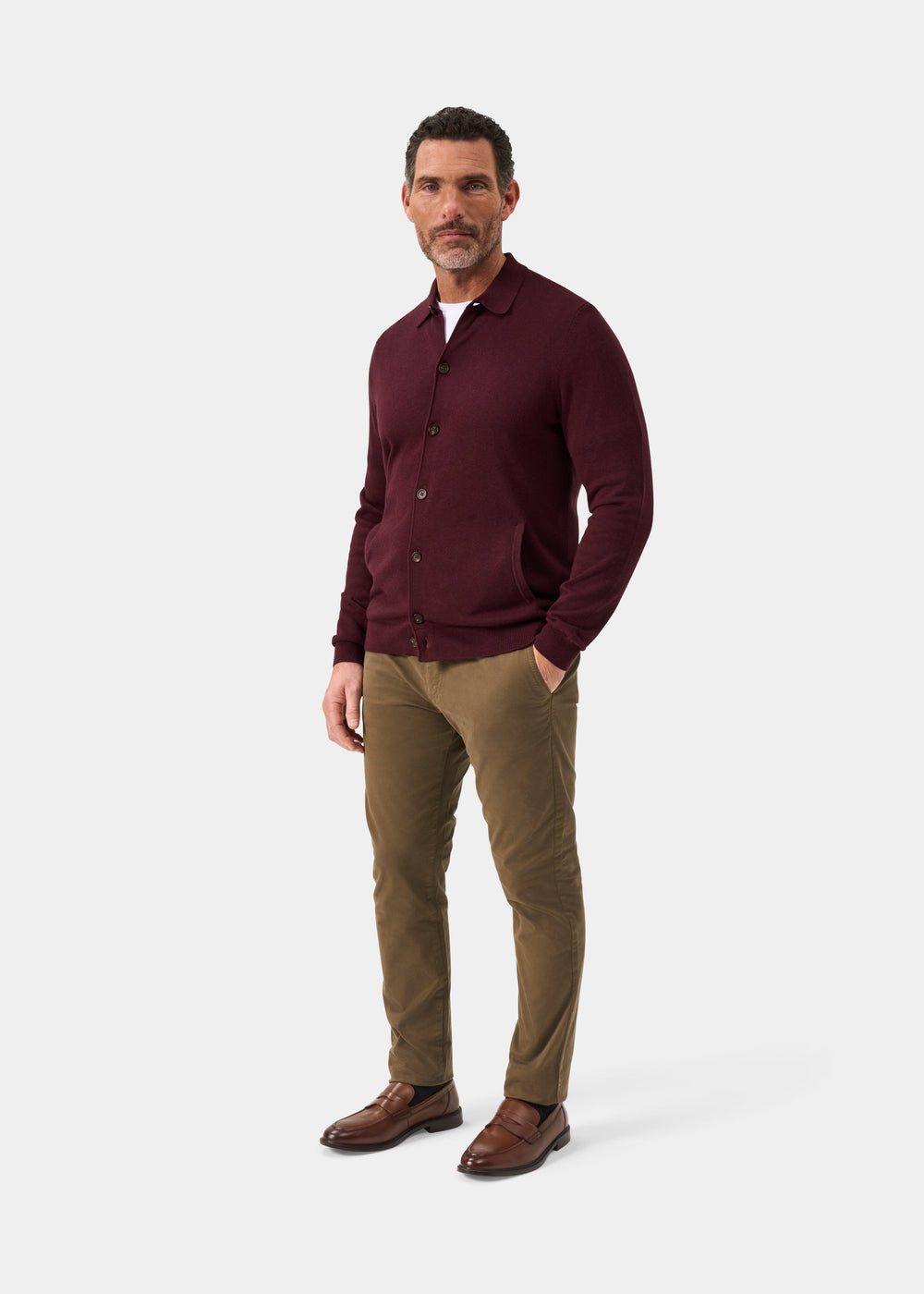Men's Cotton Cashmere Collared Shirt in Purple