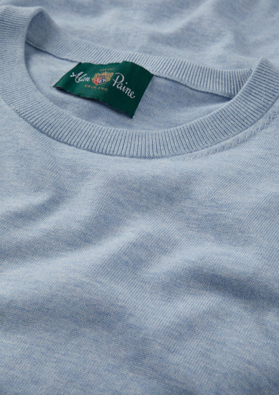 Men's Cotton Crew Neck Jumper in Light Blue
