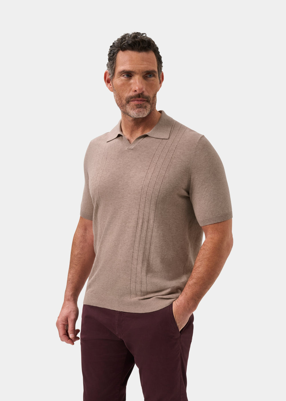 Men's Cotton Short Sleeve Jumper in Brown