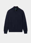 Men's Cotton Merino Quarter Zip Neck Jumper in Dark Navy