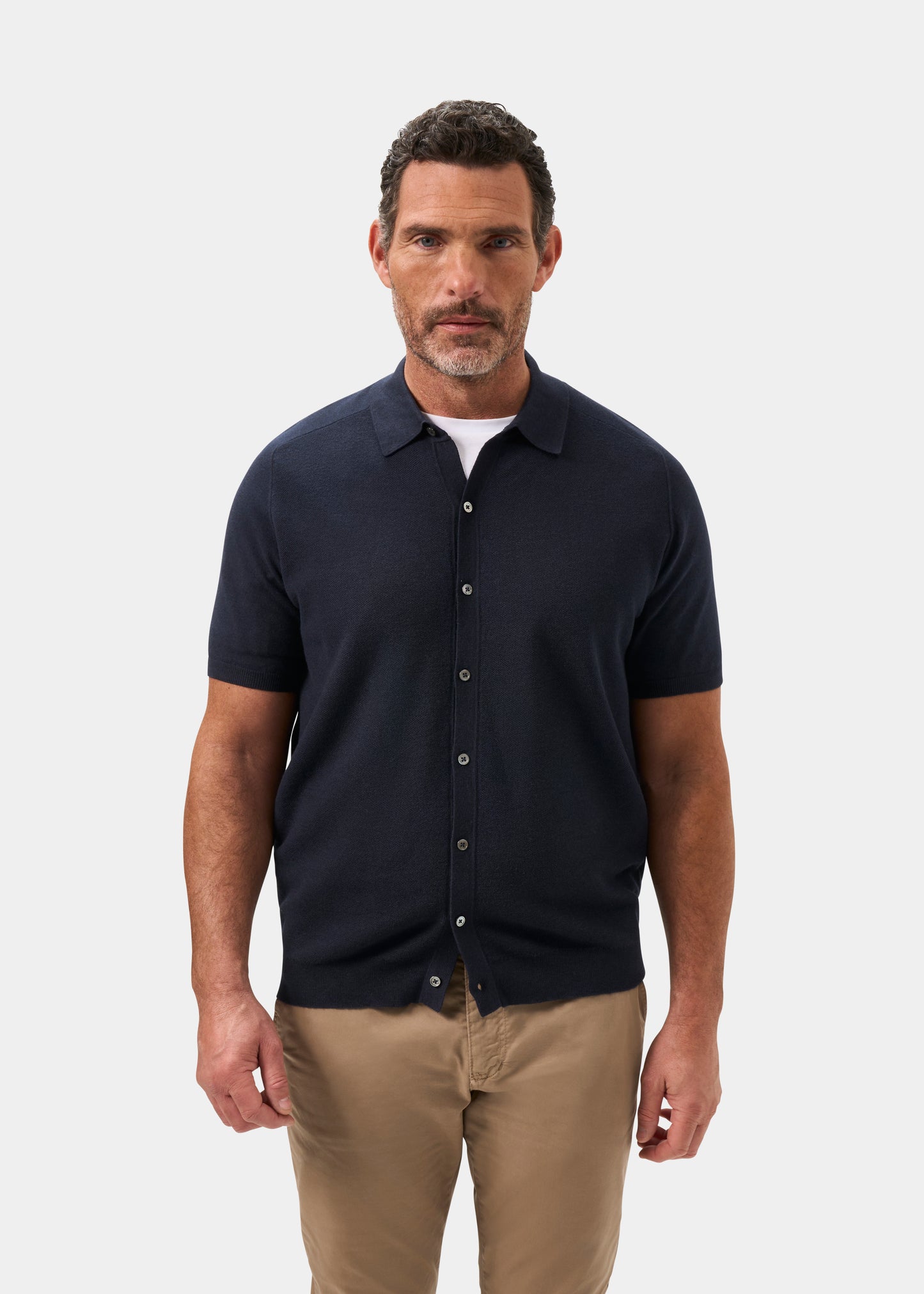Men's Cotton Merino Shirt in Navy