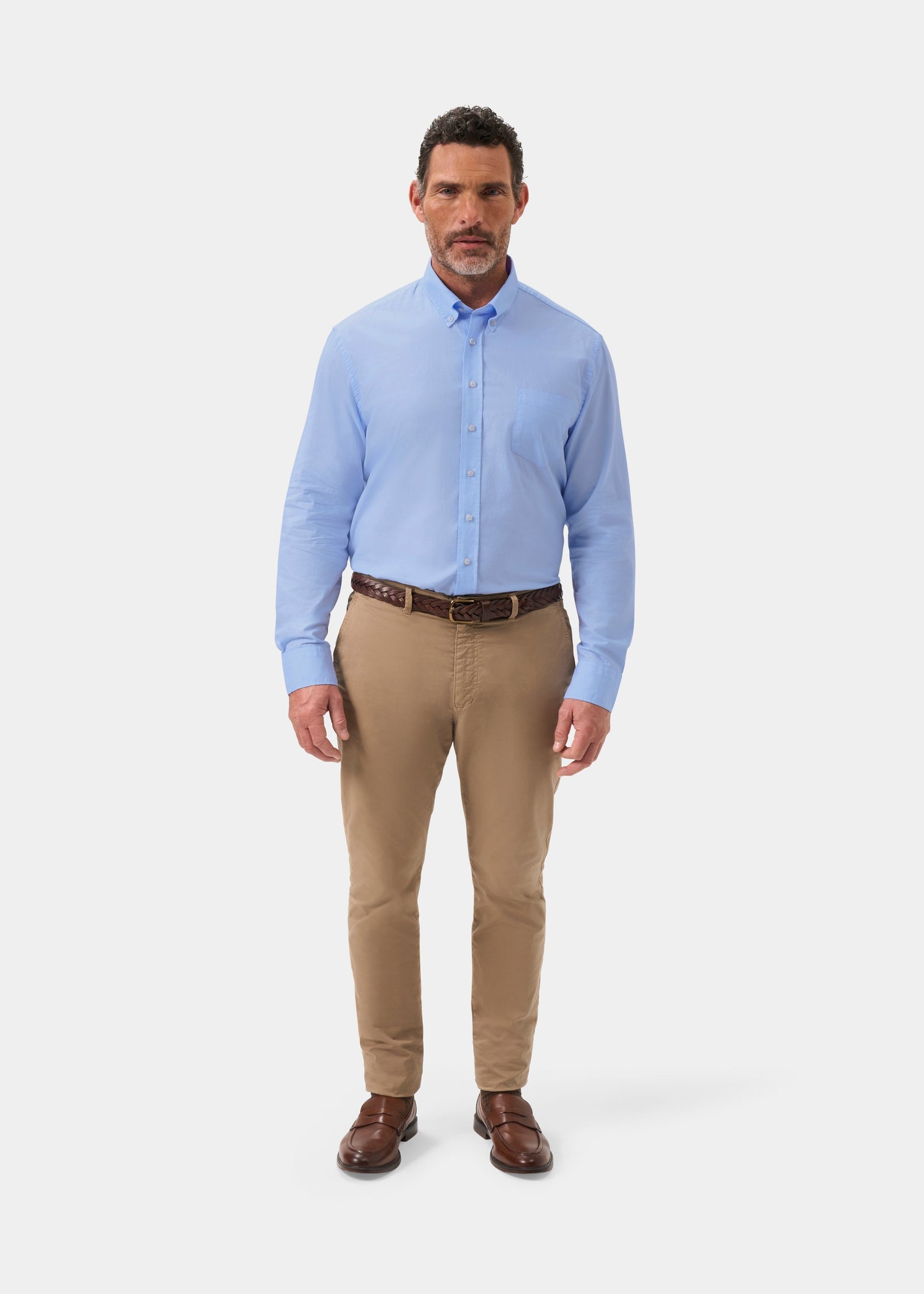 Men's Oxford Cotton Long Sleeve Shirt in Blue