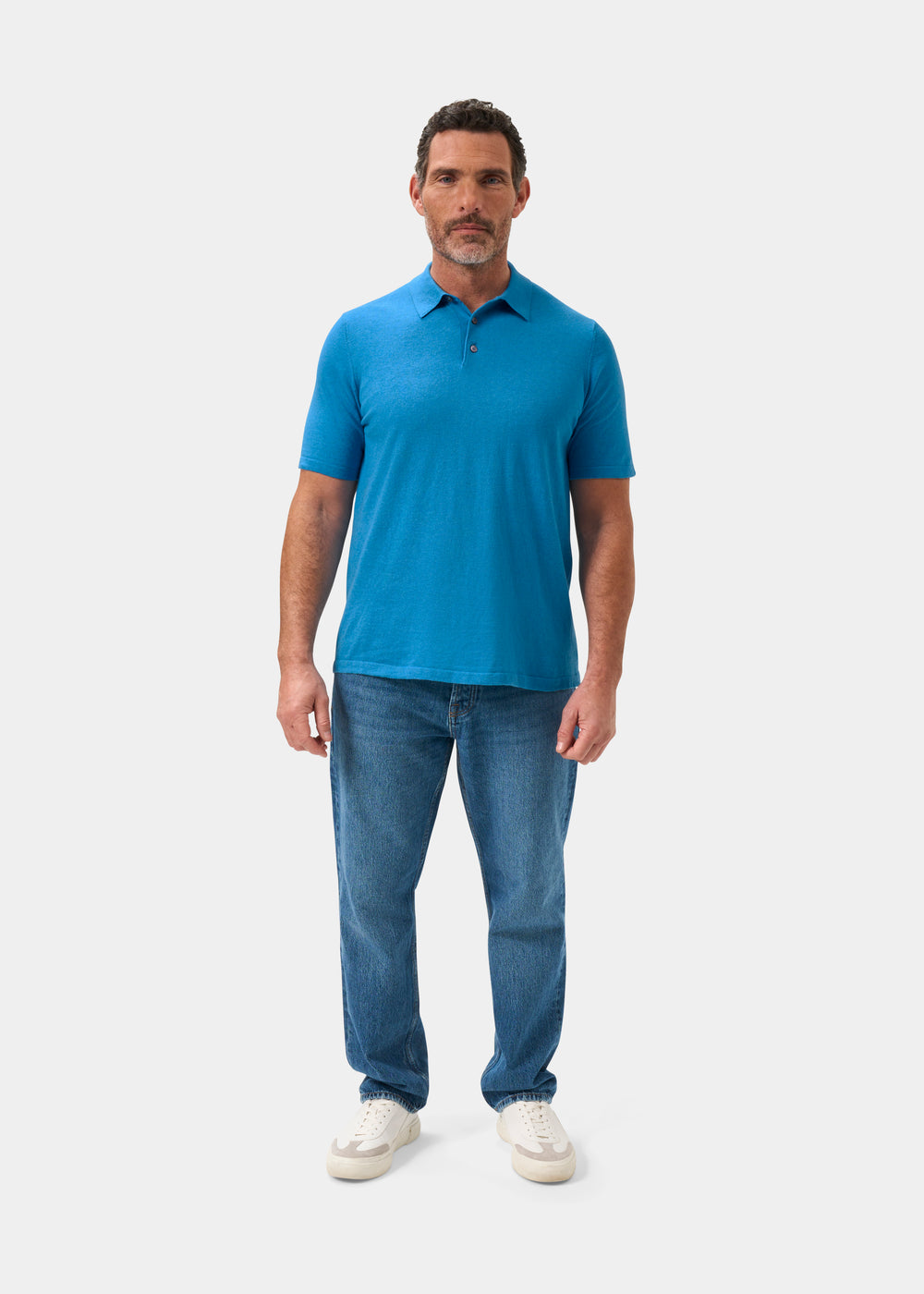 Men's Cotton Polo Shirt in Bright Blue