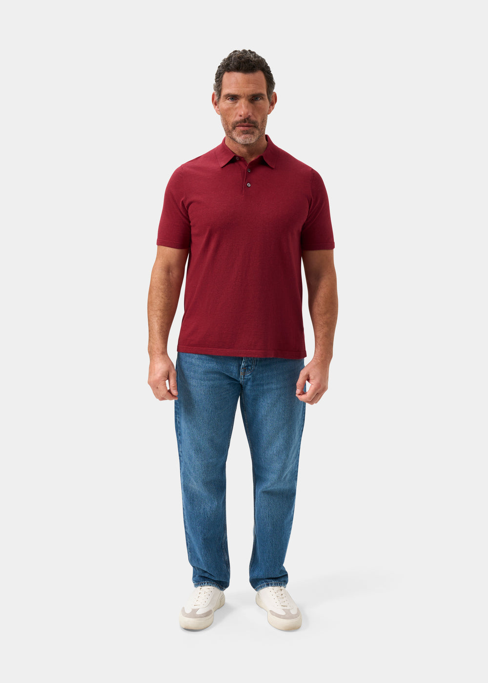 Men's Cotton Polo Shirt in Dark Red