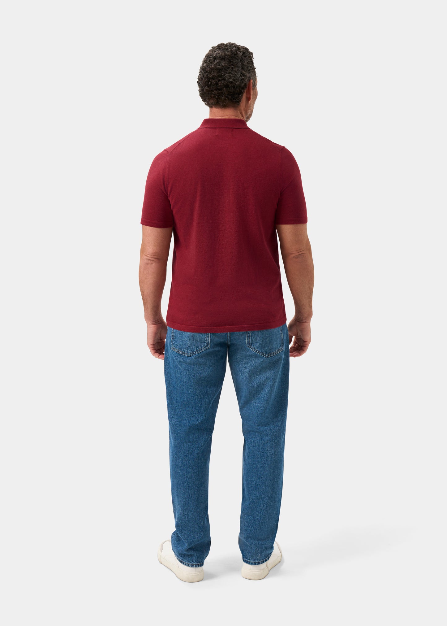 Men's Cotton Polo Shirt in Dark Red