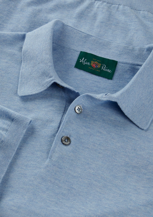 Men's Cotton Polo Shirt in Light Blue
