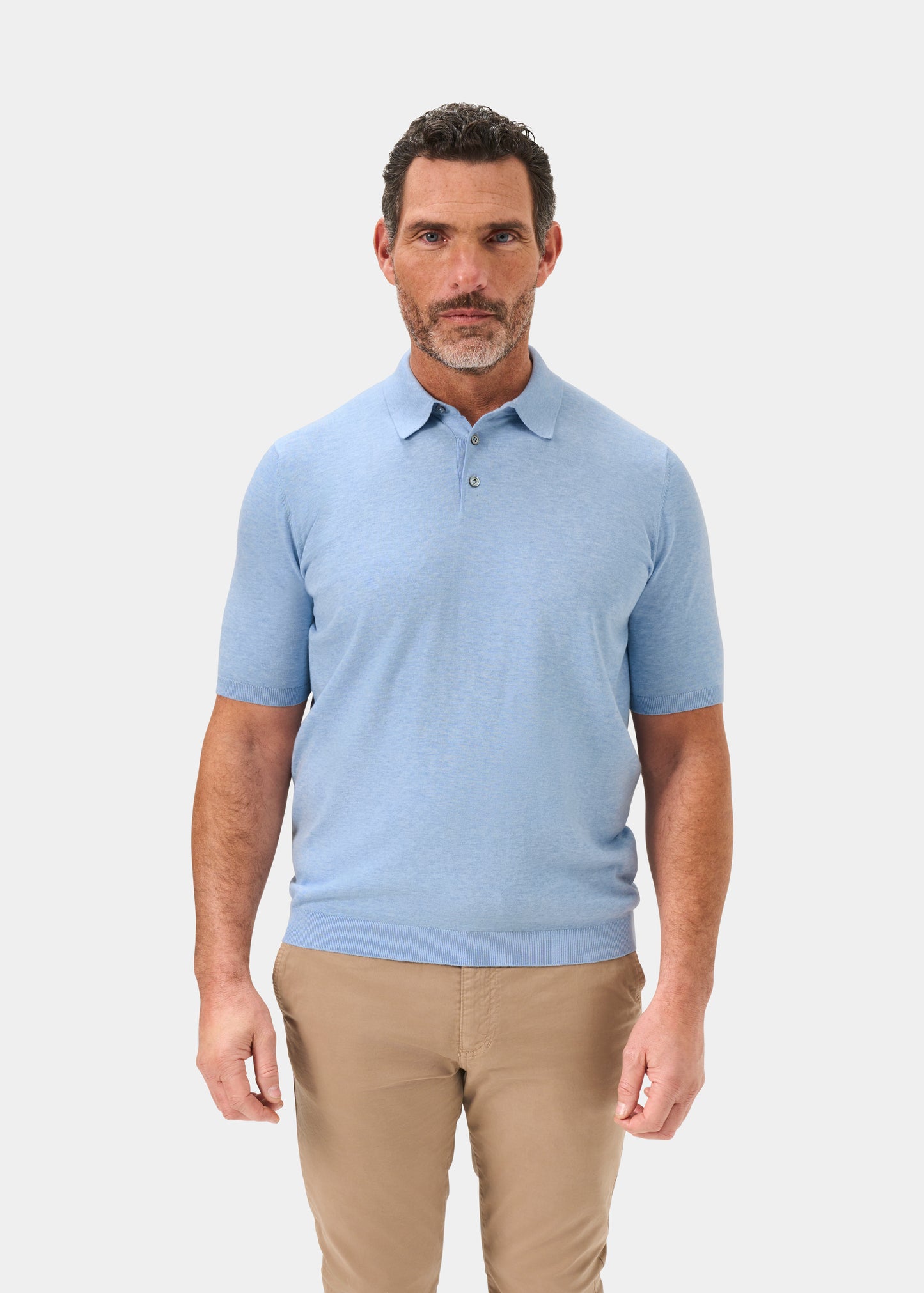 Men's Cotton Polo Shirt in Light Blue