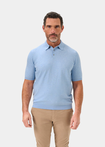 Men's Cotton Polo Shirt in Light Blue
