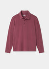 Mens Cotton Long Sleeve Polo Shirt in Red