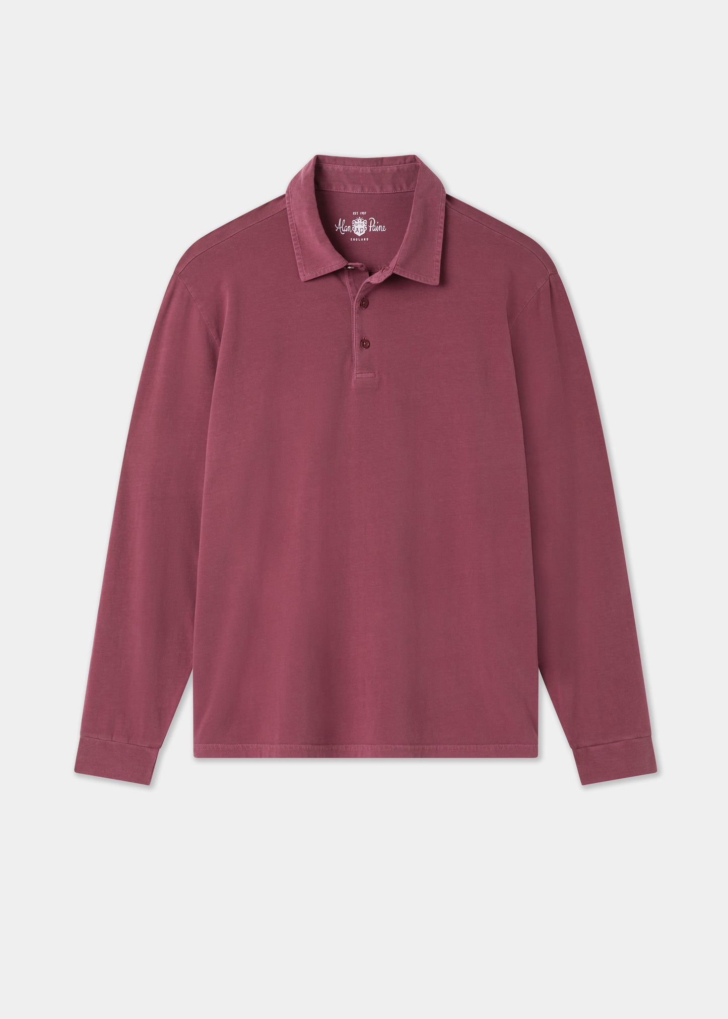 Mens Cotton Long Sleeve Polo Shirt in Red
