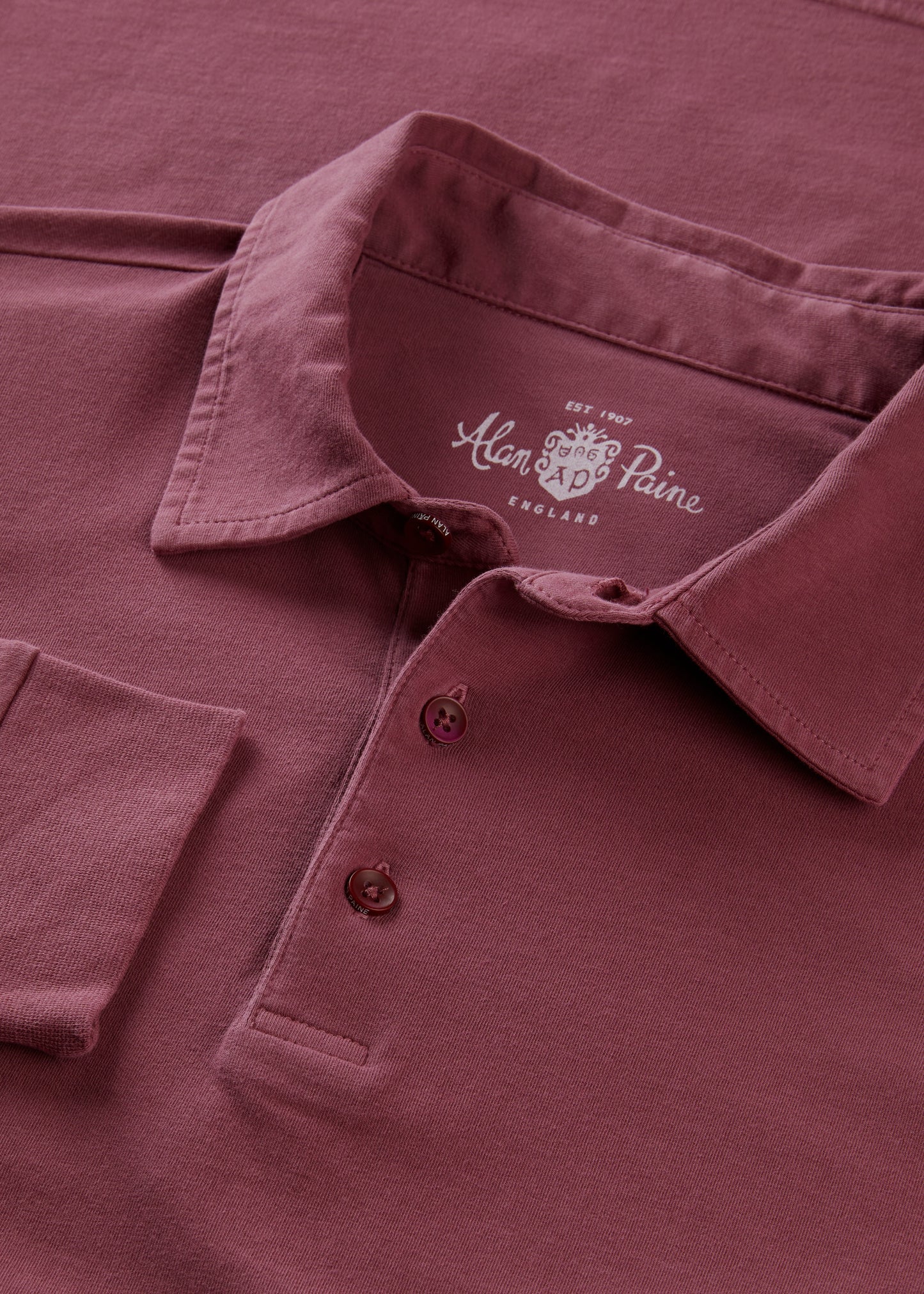 Mens Cotton Long Sleeve Polo Shirt in Red