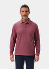 Mens Cotton Long Sleeve Polo Shirt in Red