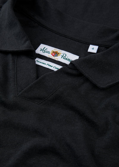 Men's Cotton Open Collar Polo Shirt in Black