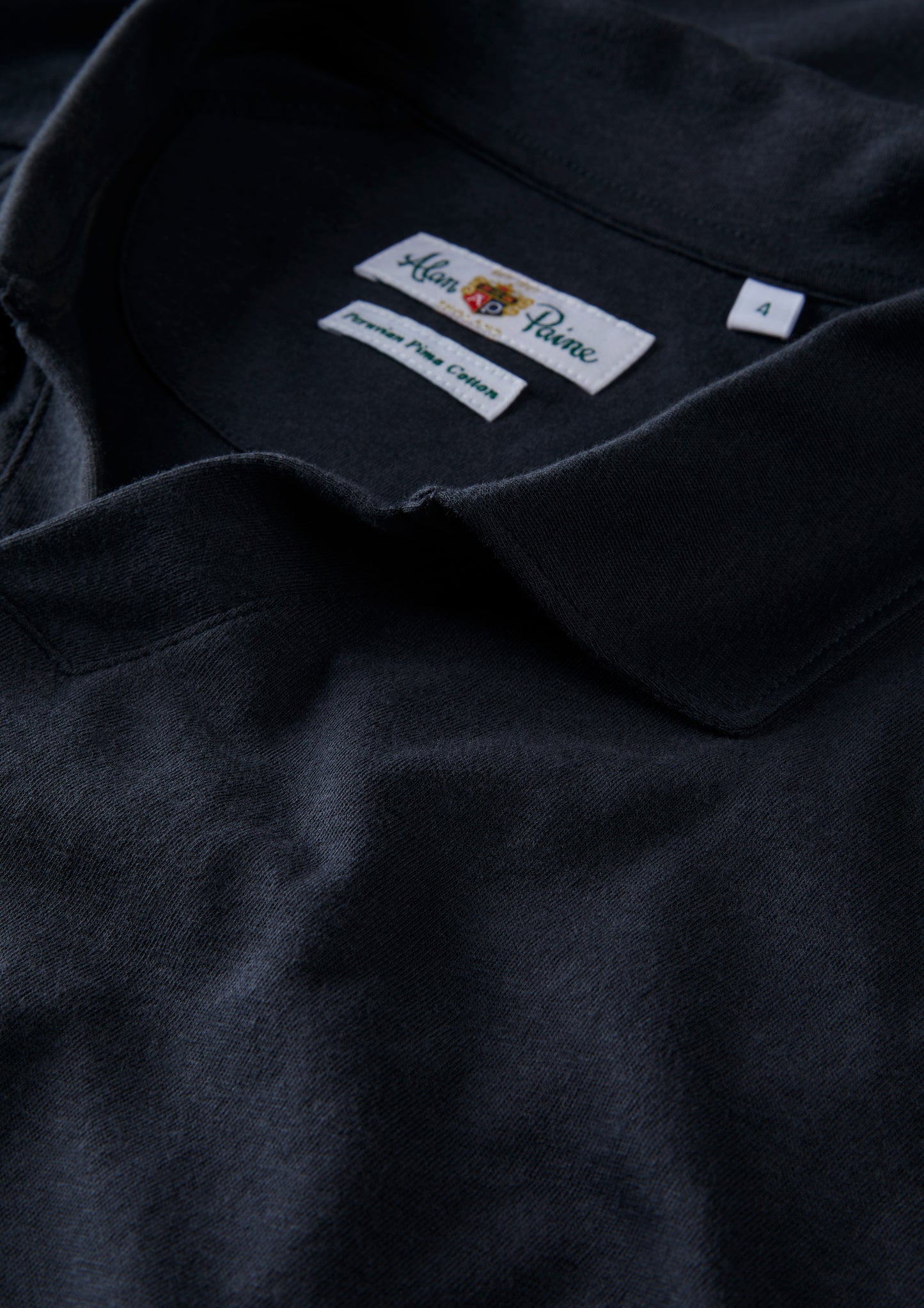 Men's Cotton Open Collar Polo Shirt in Navy