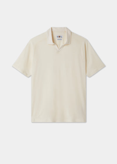 Men's Cotton Open Collar Polo Shirt in White