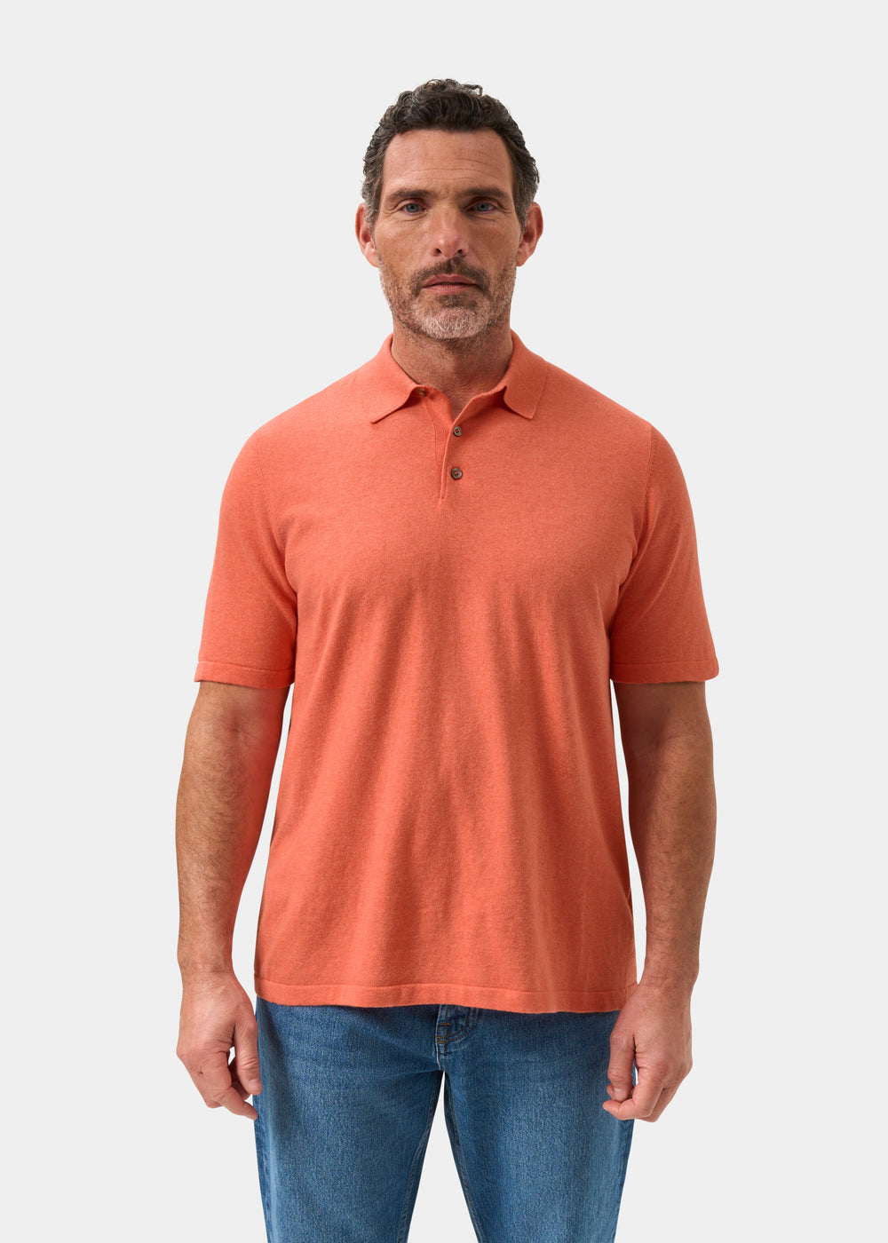 Men's Cotton Polo Shirt in Coral