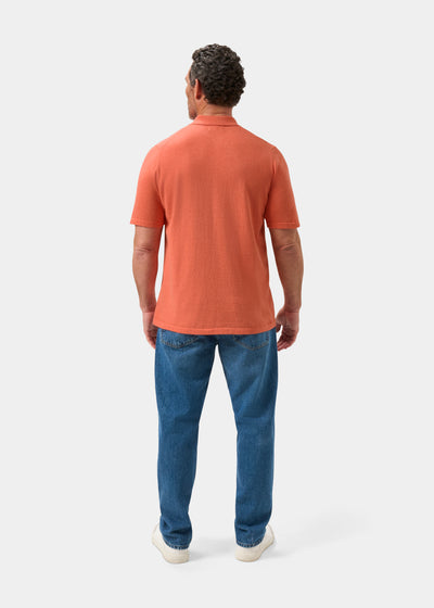 Men's Cotton Polo Shirt in Coral