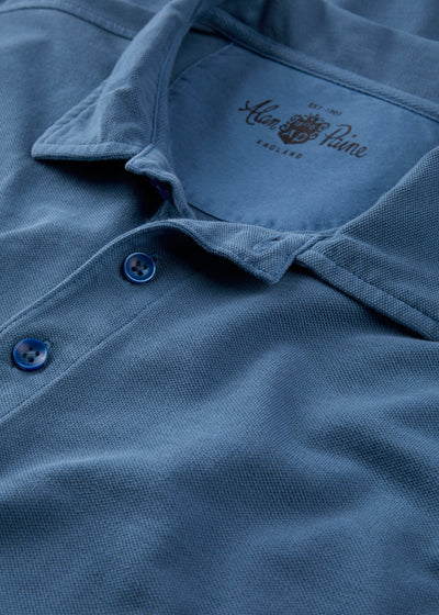 Men's Pique Cotton Polo Shirt in Blue