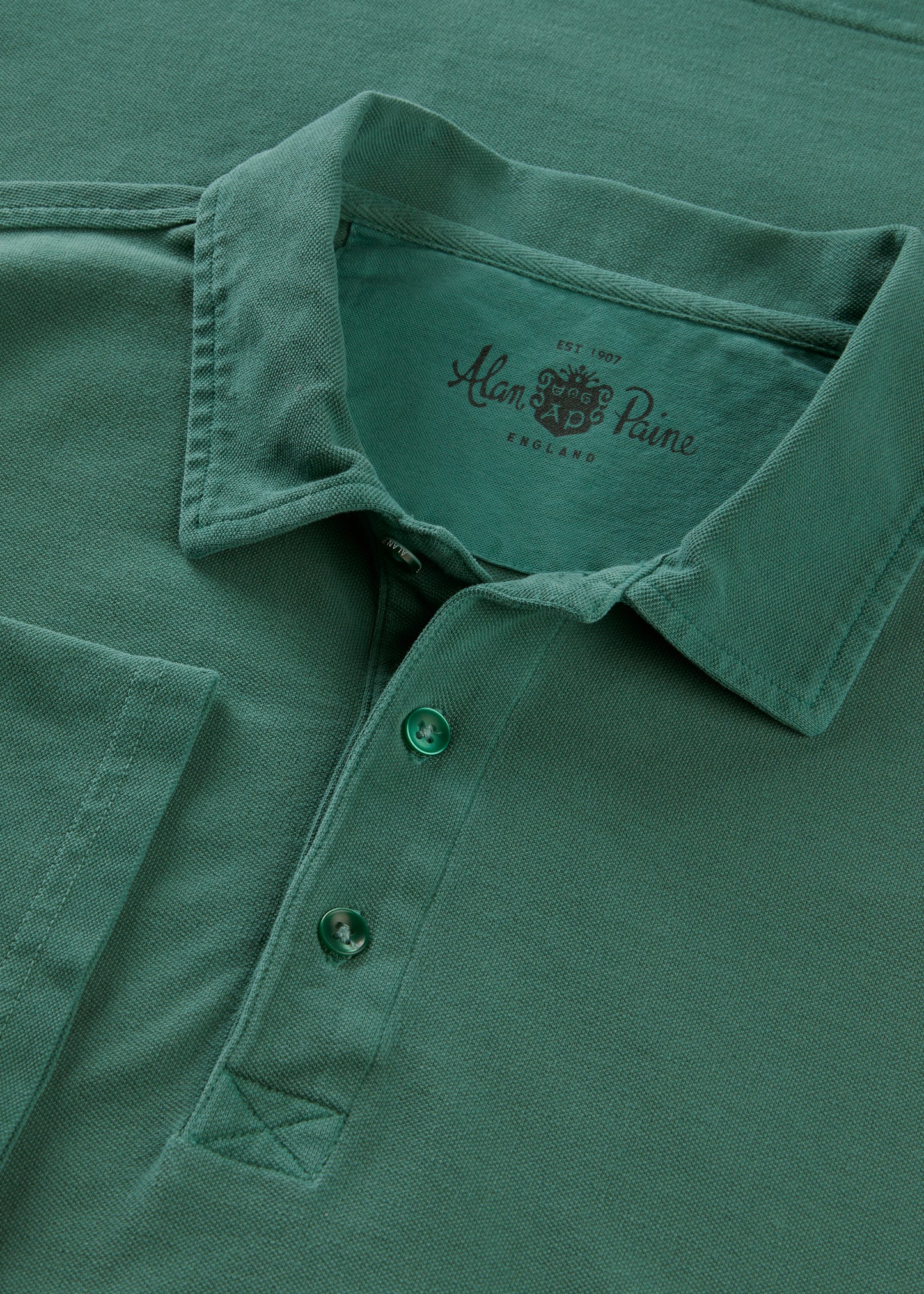 Men's Pique Cotton Polo Shirt in Green