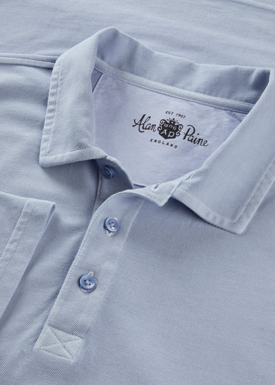 Men's Pique Cotton Polo Shirt in Light Blue