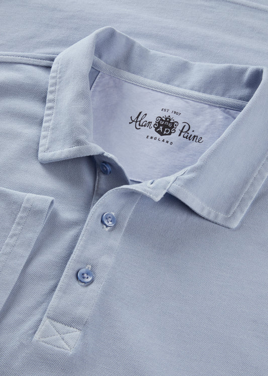 Men's Pique Cotton Polo Shirt in Light Blue