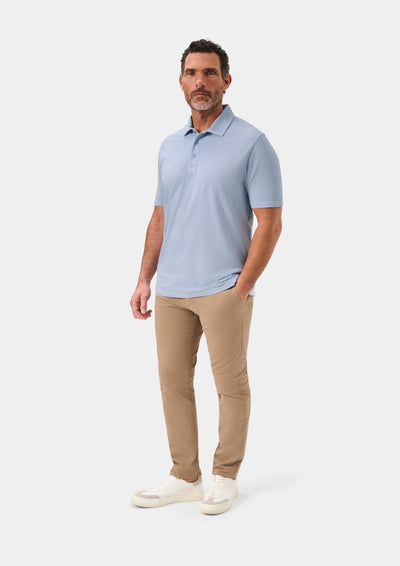 Men's Pique Cotton Polo Shirt in Light Blue