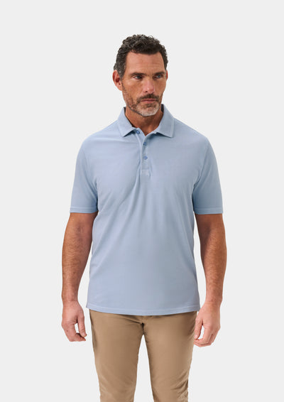Men's Pique Cotton Polo Shirt in Light Blue