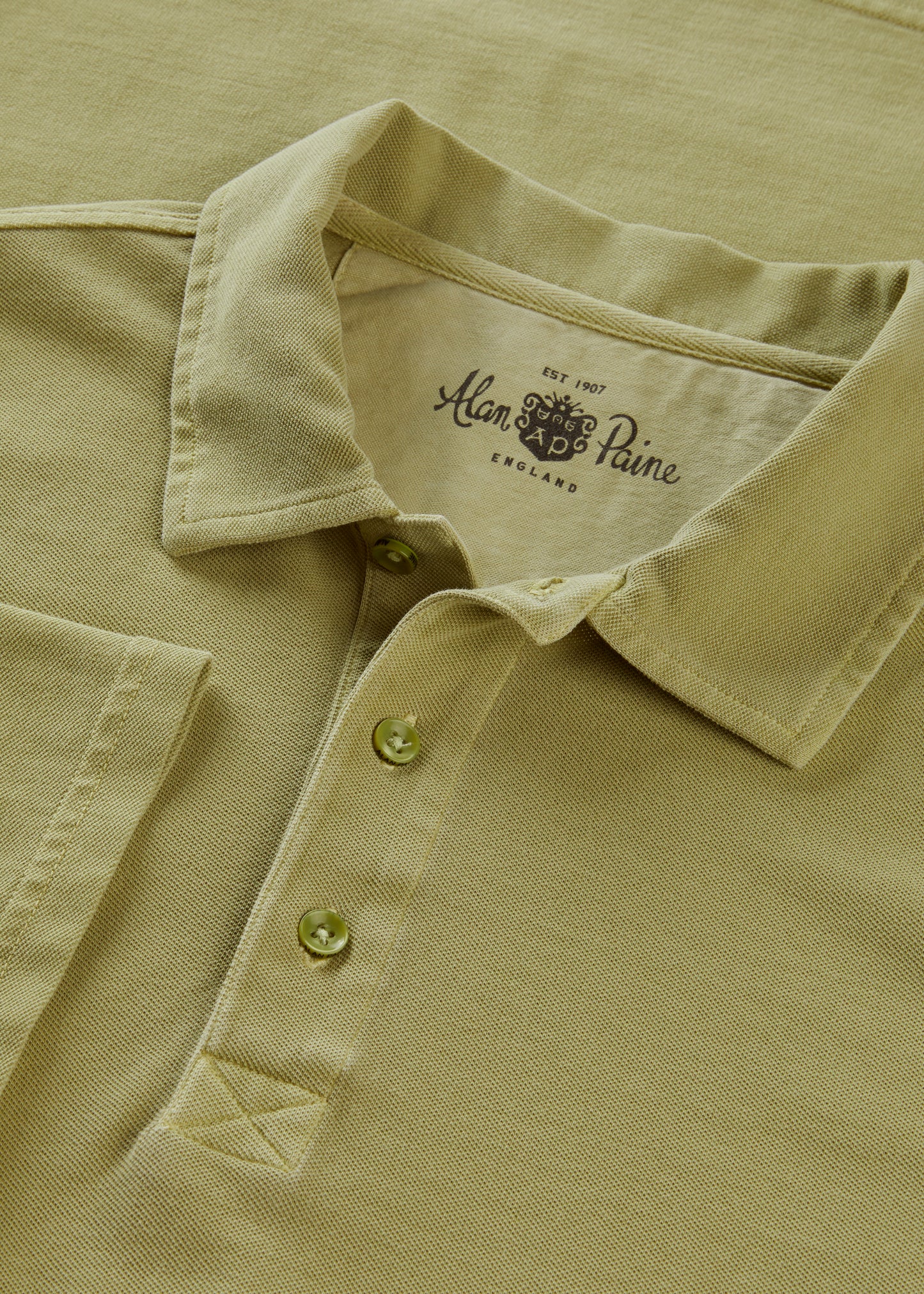 Men's Pique Cotton Polo Shirt in Olive Green
