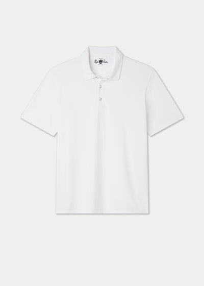Men's Pique Cotton Polo Shirt in White