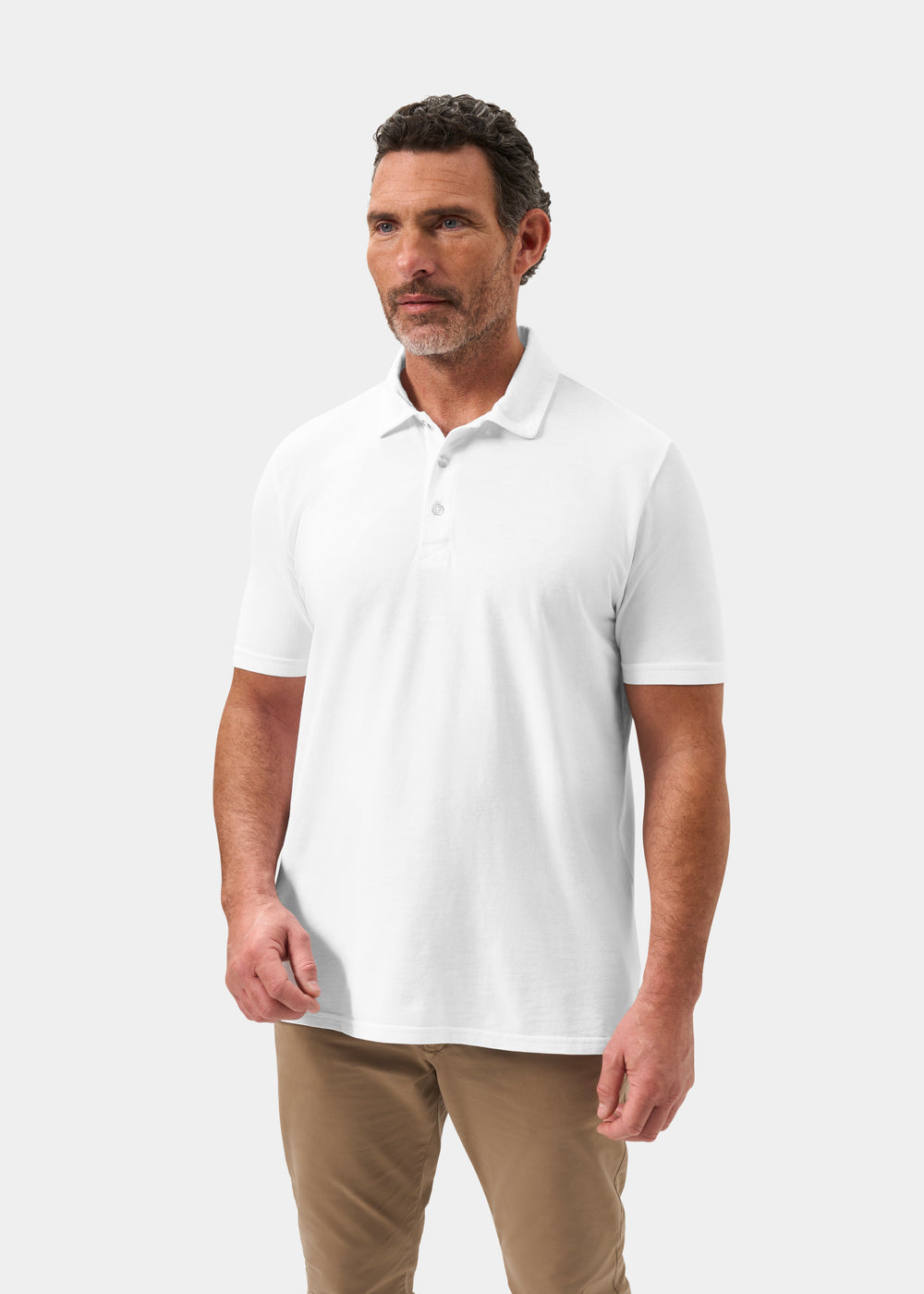 Men's Pique Cotton Polo Shirt in White